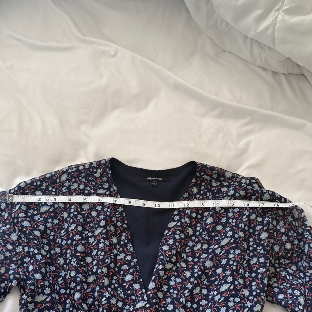 Madewell Navy Floral Midi Dress Size Small - Picture 4 of 7